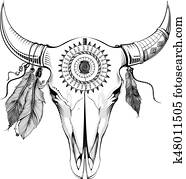 vector illustration bull skull. Ethnic style vector illustration bull skull. Ethnic style