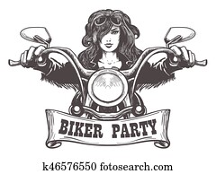 אופנוען, מפלגה, handdrawn, דוגמה