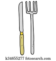 Retro Cartoon Knife And Fork In Burger Clipart K Fotosearch