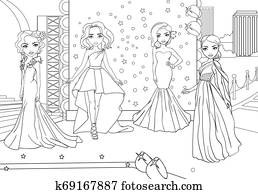 Coloring Book Girls On Red Carpet At Premiere Coloring Book Girls On Red Carpet At Premiere