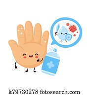 Cute happy smiling hand disinfect antiseptic Cute happy smiling hand disinfect antiseptic