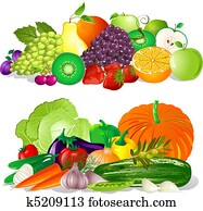 Clipart of Vegan Lunch Food My Plate k8638100 - Search Clip Art ...