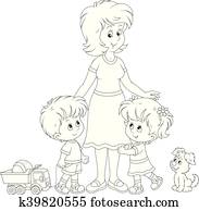 Mother and children
