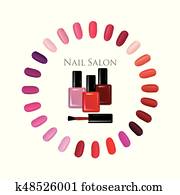 Nail beauty salon background. Manicure nails polished sign set. Nail beauty salon background. Manicure nails polished sign set.