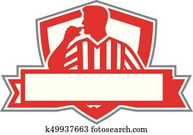 Referee Umpire Official Whistle Side Crest Retro Referee Umpire Official Whistle Side Crest Retro