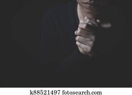 צעיר, ידיים אנושיות, להתפלל, ל, god,, נוצרי, דת, מושג, רקע.