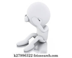 3d, branca, pessoas, triste