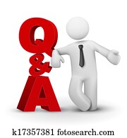 3d businessman presenting concept word Q&A 3d businessman presenting concept word Q&A
