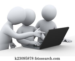 3d, geschäftsmenschen, arbeiten, laptop