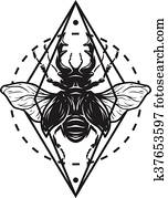 Beetle deer and geometric elements. Beetle deer and geometric elements.
