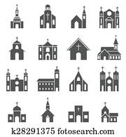 church building icon vector set church building icon vector set