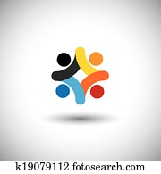 concepto, de, comunidad, unidad, solidaridad, y, gente, iconos, -, vector, graphic., esto, ilustración, lata, también, representar, colorido, niños, jugar juntos, niños, en, eduque campo juegos, empleados, reunión