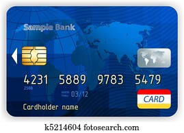 Credit cards, front view (no transparency). EPS 8