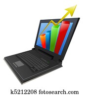 croissance affaires, graphique, dans, ordinateur portable