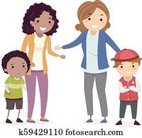 Stickman Kids Mothers Make Up Fight Illustration Stickman Kids Mothers Make Up Fight Illustration
