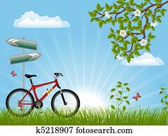 Summer landscape with a bike Summer landscape with a bike