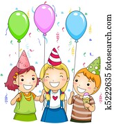 Balloons birthday party decoration Stock Image | k6639872 | Fotosearch