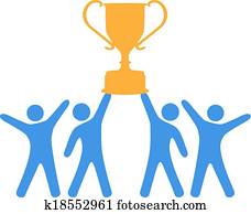 Celebrate Team effort winning trophy Celebrate Team effort winning trophy