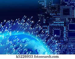 global, digitale technologie, concep