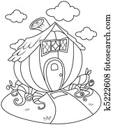 Line Art Pumpkin House Line Art Pumpkin House