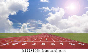 Start track. line on a red running track