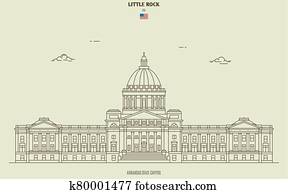 Arkansas State Capitol in Little Rock, USA. Landmark icon Arkansas State Capitol in Little Rock, USA. Landmark icon