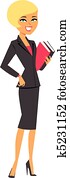 Cartoon Business Woman holding book Cartoon Business Woman holding book
