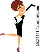 Cartoon Flirty Girl in black dress Cartoon Flirty Girl in black dress