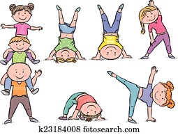 crianças, aeróbica