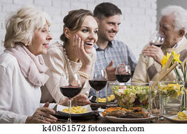 Family dinner with wine Family dinner with wine