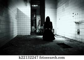 Horror scene of a scary woman Horror scene of a scary woman