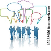 kommunikation, vernetzung, mittel- geschäft, leute, talk, farben