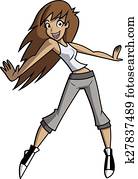 lindo, bailando, en, gimnasio