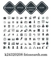 oficinacomercial, y, empresario, icono