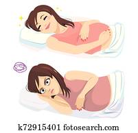 Sleeping Pregnant Woman Happy Sad Sleeping Pregnant Woman Happy Sad