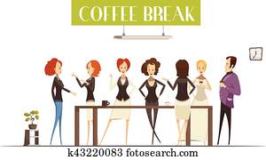 Coffee Break Cartoon Style Illustration