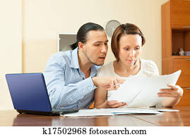 par, calculando, família, orçamento, casa, interior