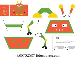 schneiden, und, klebstoff, papier, toy., vorschulisch, kinder, vektor, erzieherisch, arbeitsblatt schneiden, und, klebstoff, papier, toy., vorschulisch, kinder, vektor, erzieherisch, arbeitsblatt