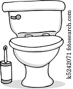 Toilet and Cleaning Brush