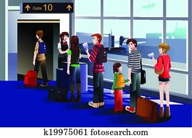 אנשים, לעלות, ה, מטוס, ב, ה, שער