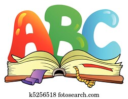 Cartoon ABC letters with open book Cartoon ABC letters with open book