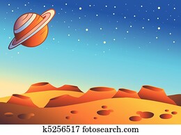 Cartoon red planet landscape Cartoon red planet landscape