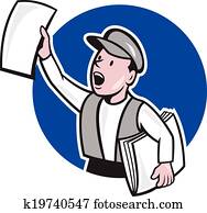 Newsboy Selling Newspaper Circle Cartoon Newsboy Selling Newspaper Circle Cartoon