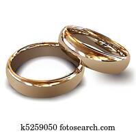 oro, boda, rings., vector