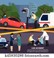 Car Accident Flat Style Illustration Car Accident Flat Style Illustration