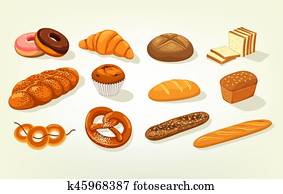 cortar, butterbrot, bread, y, baguette, pastel