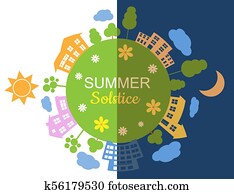ilustração, de, verão, solstício