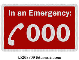 Photo realistic 'Emergency 000' sign, isolated on white Photo realistic 'Emergency 000' sign, isolated on white