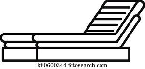 Chaise foyer, auf, sandstrand, linie, symbol, summer, begriff