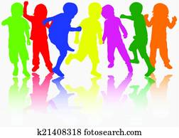 שמח, ילדים, צלליות